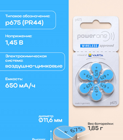 Батарейки Power One p675 (blister)